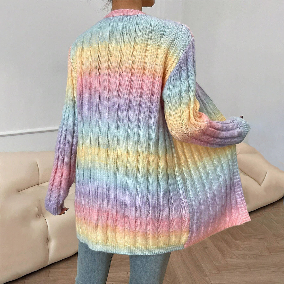Cardigan femme – Coupe oversize – Maille douce torsadée – Longue ouverture devant