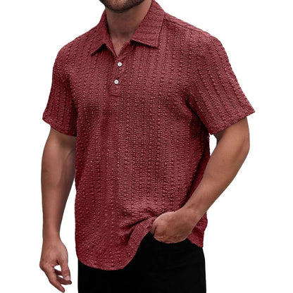 Men's polo – Regular fit – Textured knit – Short sleeves – Breathable fabric