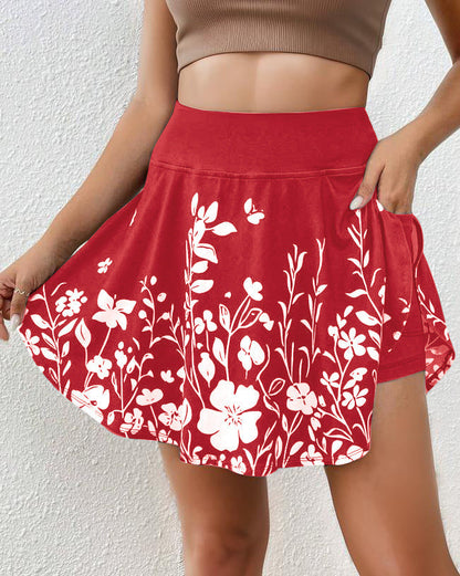 Women's skort – Floral print – Elastic waistband – Comfortable flowing fit