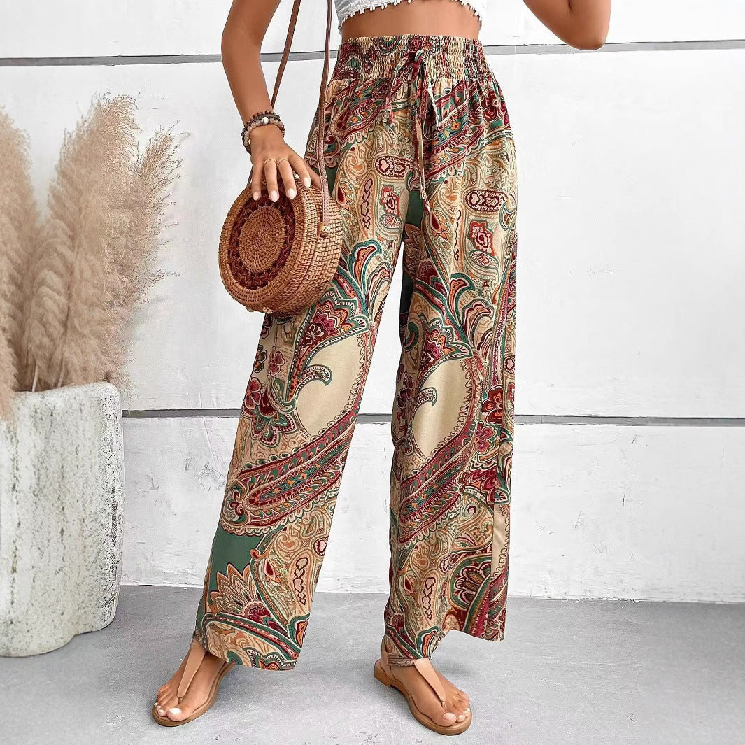 Pantalon femme large – Taille élastique – Tissu respirant – Coupe fluide confortable