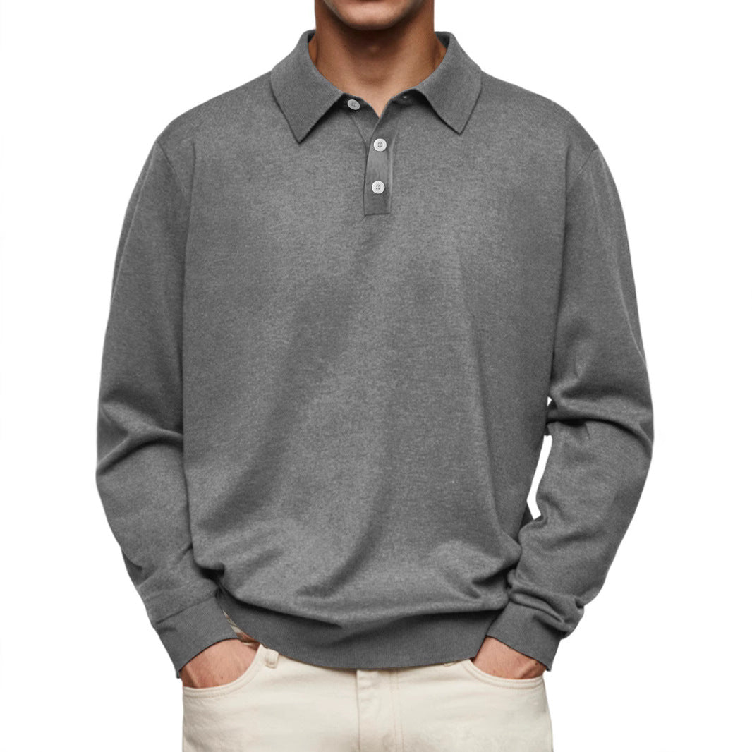 Polo men's long sleeves – Soft knit – Relaxed fit – Style casual