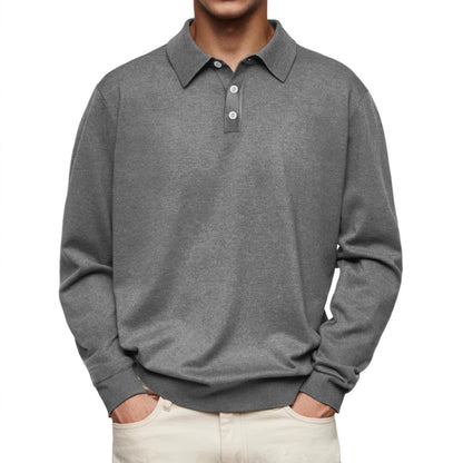 Polo men's long sleeves – Soft knit – Relaxed fit – Style casual