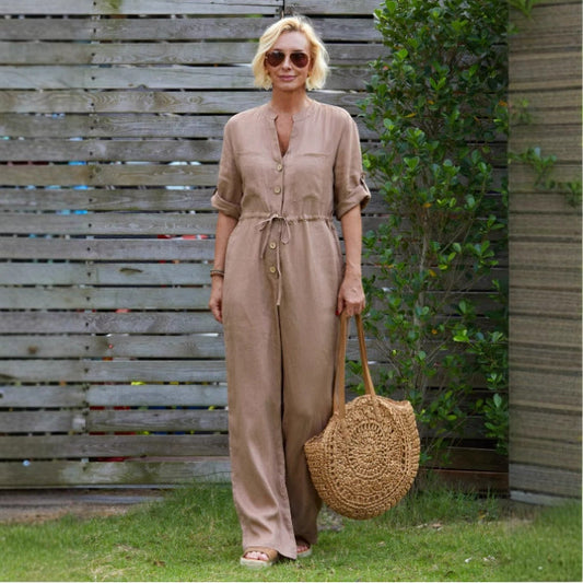 Women's jumpsuit – Relaxed fit – Breathable cotton – Adjustable waist – Total length