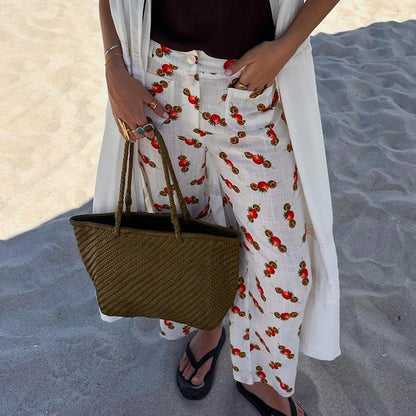Women's casual pants – Straight cut – Breathable fabric – Playful print