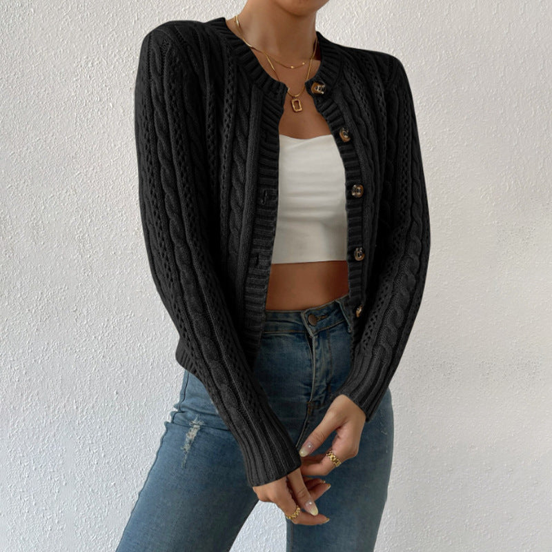 Women's Cardigan – Cable Knit – Relaxed Fit – Button Closure – Ribbed Finish