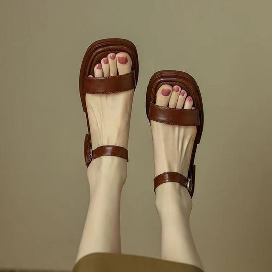 Flat sandals women – Thick sole – Open toe – Adjustable comfort strap