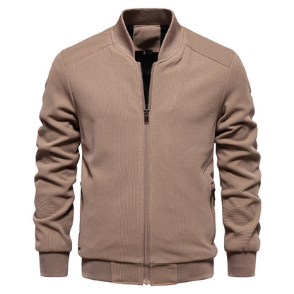 Blouson homme – Coupe slim – Tissu texturé – Fermeture zippée – Finitions côtelées