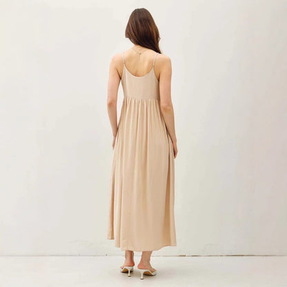 Robe longue femme – Coupe fluide – Bretelles fines – Décolleté en V