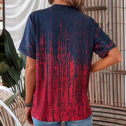 Women's blouse – Relaxed fit – V-neck – Short sleeves – Soft cotton fabric