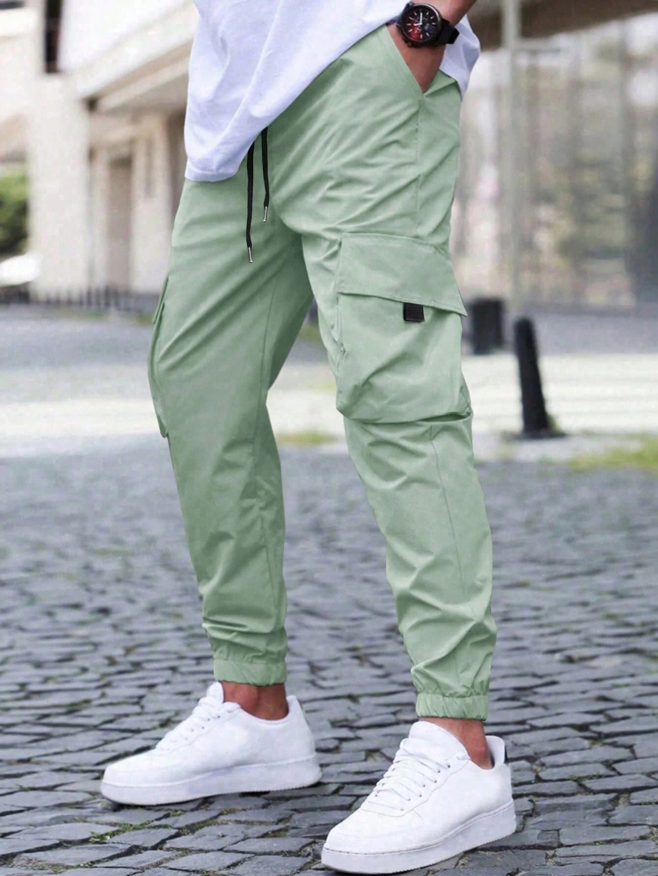 Men's cargo pants – Relaxed fit – Drawstring waist – Elasticated hems