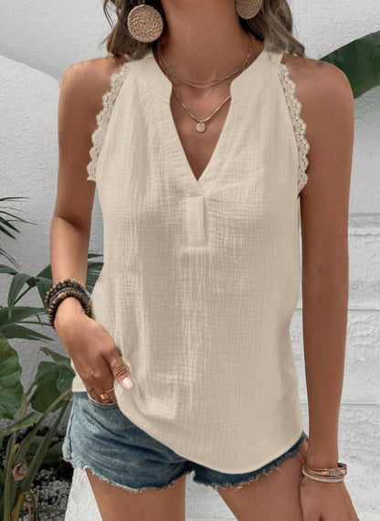 Women's sleeveless top – Relaxed fit – Lace detail – Breathable fabric