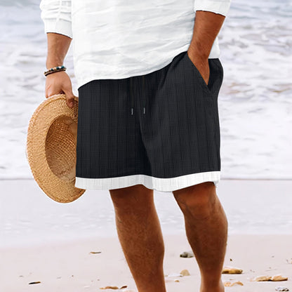 Men's beach shorts – Relaxed fit – Breathable fabric – Elastic waistband with drawstring
