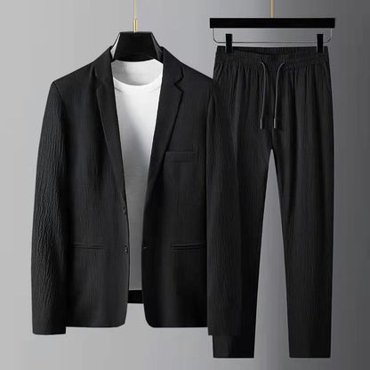 Men's suit – Slim blazer and regular pants – Breathable fabric – Casual chic style
