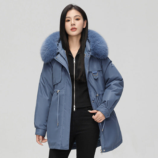 Women's Parka Coat – Oversized Cut – Faux Fur Hood – Adjustable Waist