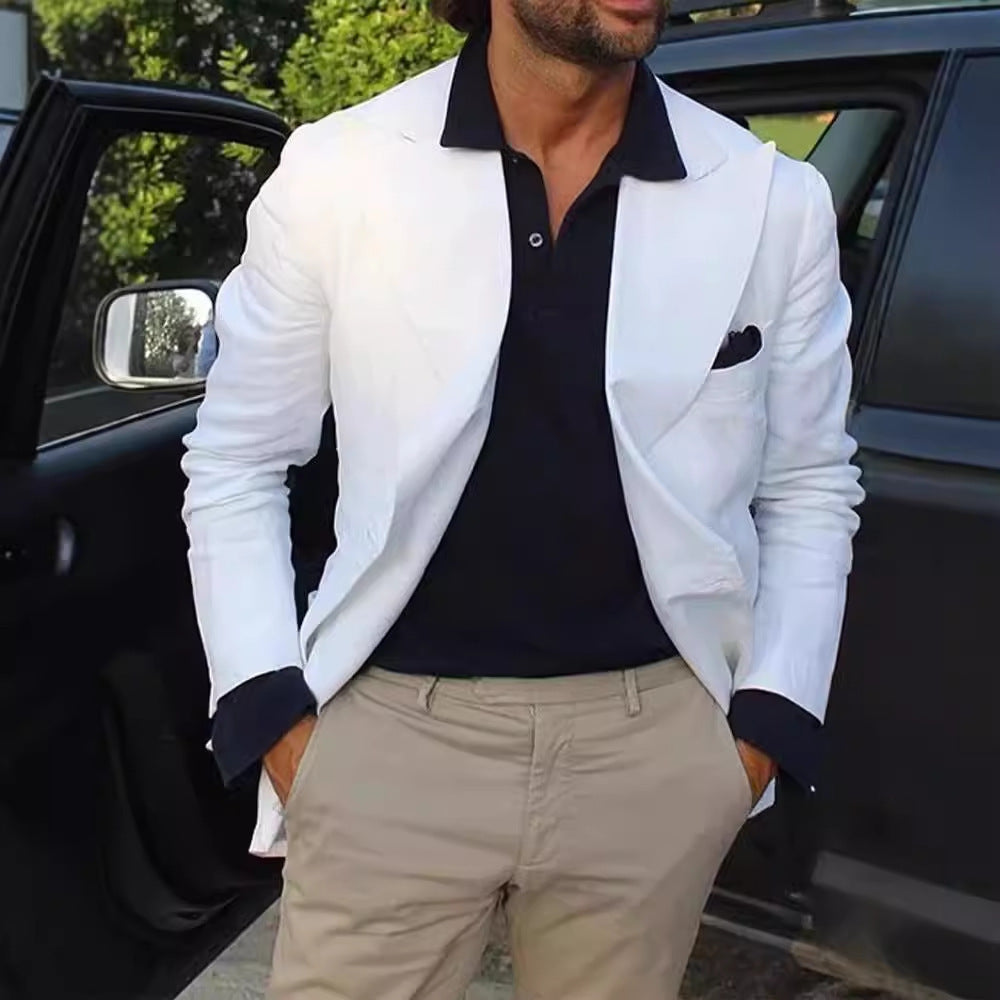 Men's blazer – Slim fit – Smooth fabric – Notched lapels – Formal style