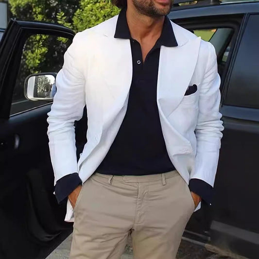 Men's blazer – Slim fit – Smooth fabric – Notched lapels – Formal style