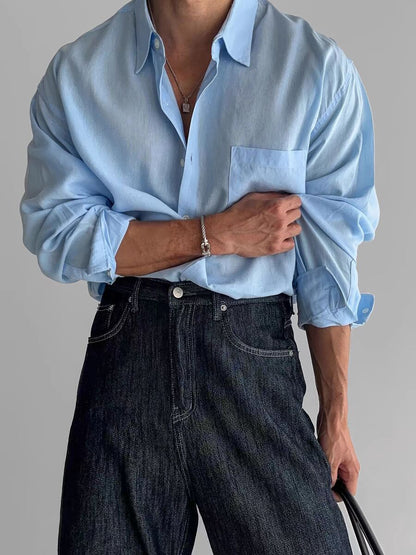 Men's shirt – Relaxed fit – Long sleeves – Breathable fabric – Classic button closure