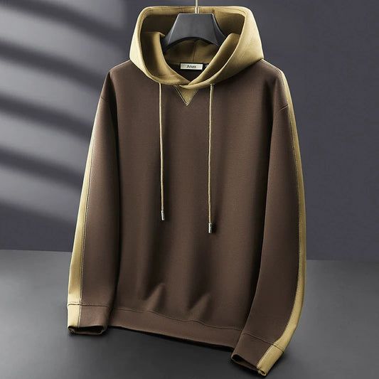 Men's Hoodie - Knit Fabric - Relaxed Fit - Long Sleeves - Two-Tone Hood