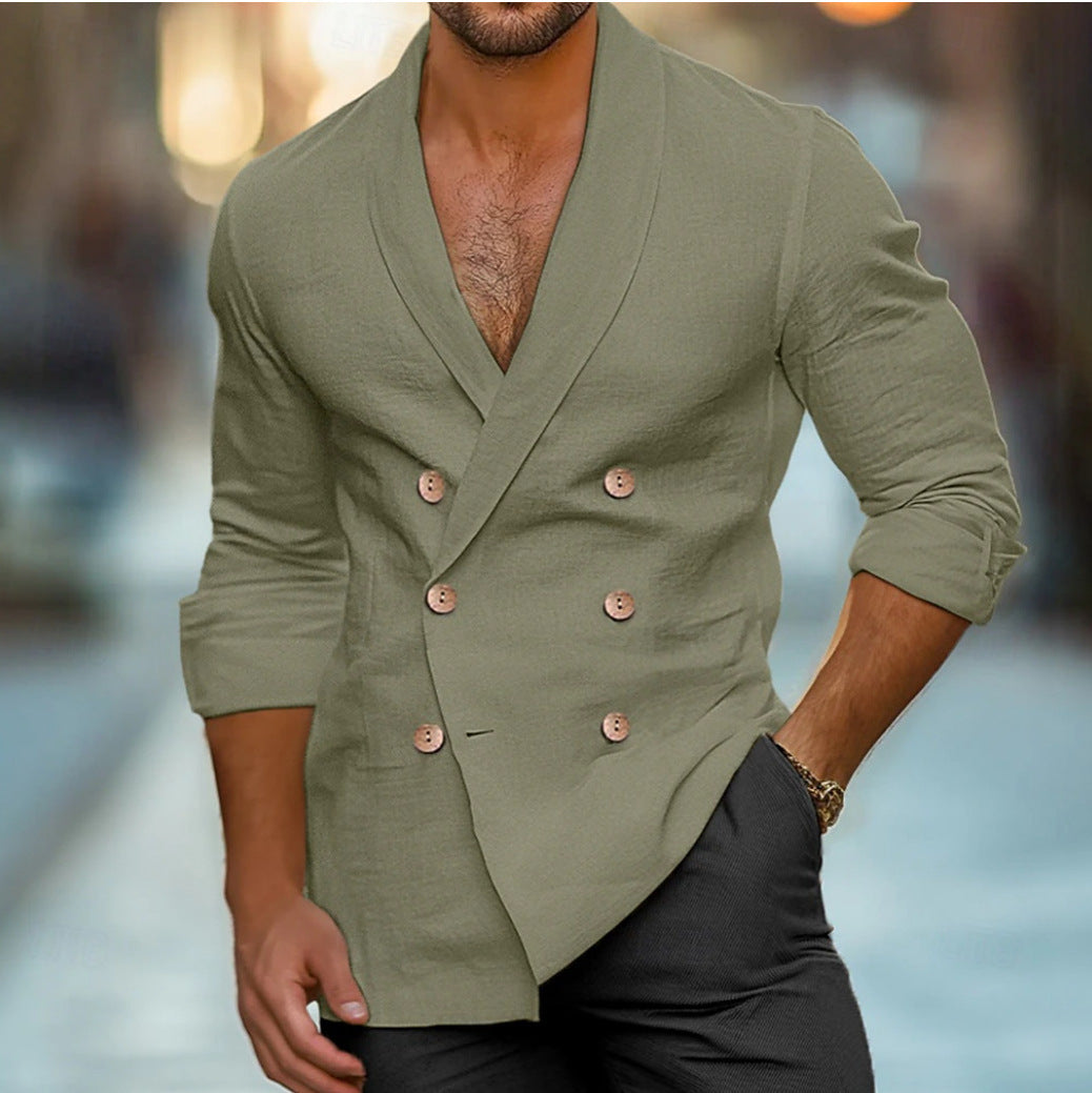 Men's cardigan jacket – Slim fit – Shawl collar – Elegant crossover style