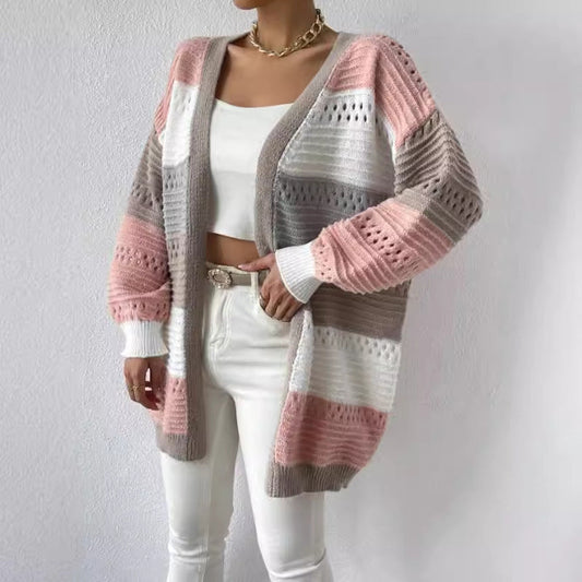 Cardigan Femme – Coupe Oversize – Maille Douce – Manches Longues – Ouverture Sans Boutons