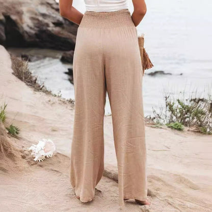 Wide women's pants – Fluid cut – Elastic waist – Breathable casual fabric