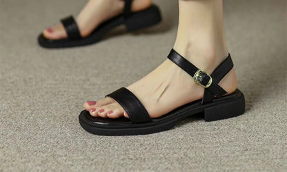 Flat sandals women – Thick sole – Open toe – Adjustable comfort strap