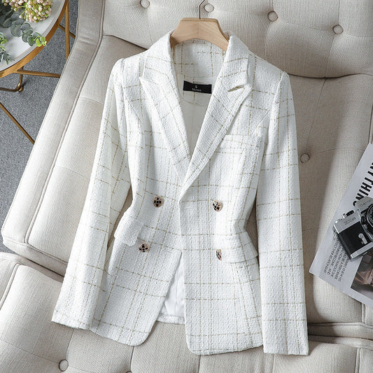 Blazer femme – Coupe cintrée – Tissu texturé – Double boutonnage – Col à revers