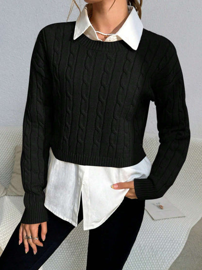 Pull femme – Coupe ajustée – Court – Manches longues