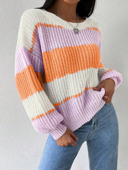 Pull femme – Coupe oversize – Manches longues col rond