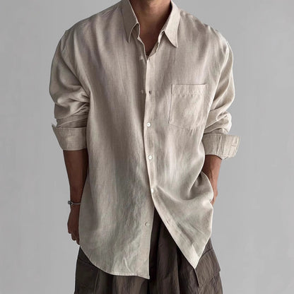 Men's shirt – Relaxed fit – Long sleeves – Breathable fabric – Classic button closure