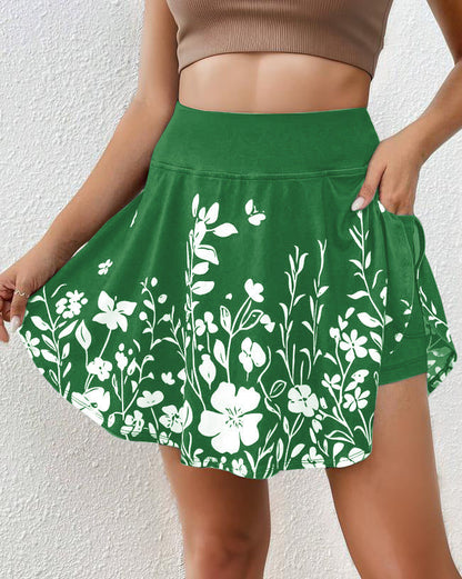 Women's skort – Floral print – Elastic waistband – Comfortable flowing fit