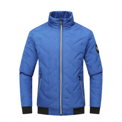 Men's quilted jacket – Slim fit – Stand-up collar – Zipped pockets – Ribbed finish