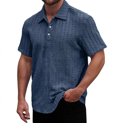 Men's polo – Regular fit – Textured knit – Short sleeves – Breathable fabric