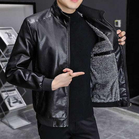 Men's Jacket – Slim Fit – Stand Collar – Ribbed Hem and Cuffs – Zipper Closure