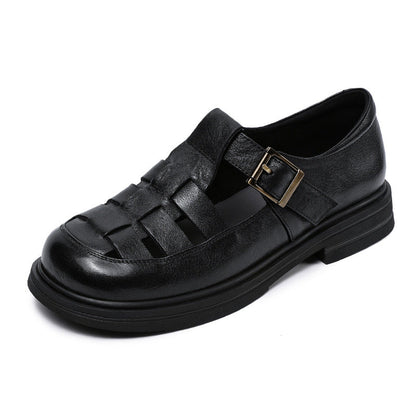 Women's flat sandals – Roman style – Cut-out design with buckle strap