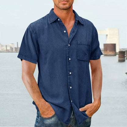 Chemise homme manches courtes – Coupe décontractée – Tissu respirant – Col classique
