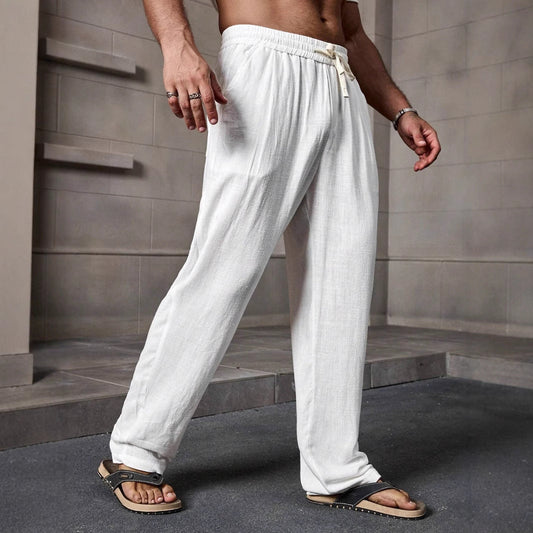 Men's casual pants – Loose fit – Breathable fabric – Elastic waist