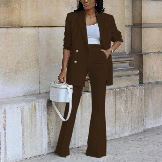 Ensemble Pantalon Blazer Femme – Coupe Décontractée – Taille Haute – Tissu Respirant