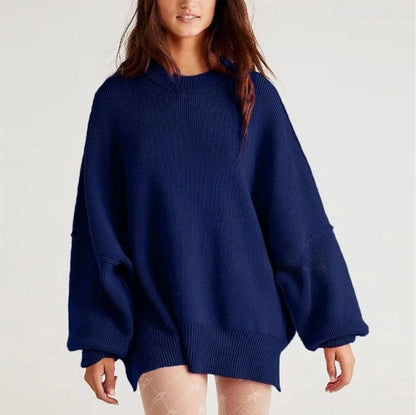 Pull Femme – Maille Douce – Coupe Oversize – Manches Longues – Fentes Côtés