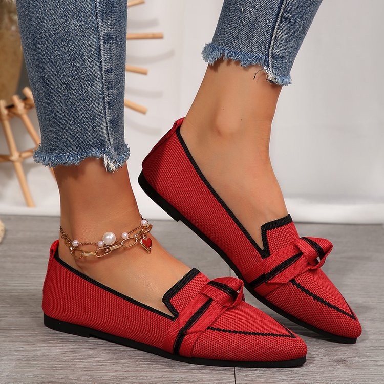 Women's flat shoes – Pointed toe – Soft knit – Elegant slip-on style