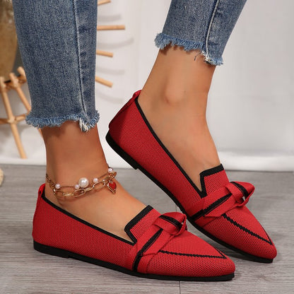 Women's flat shoes – Pointed toe – Soft knit – Elegant slip-on style