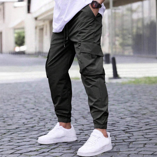 Men's cargo pants – Relaxed fit – Drawstring waist – Elasticated hems