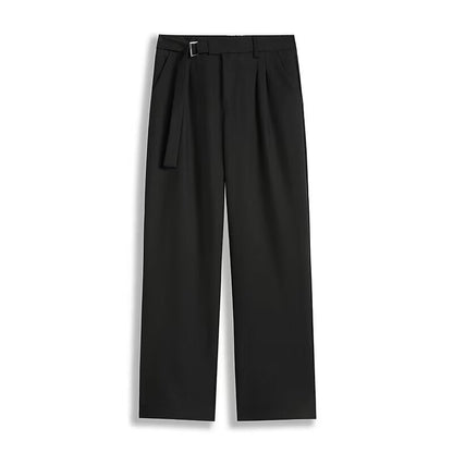 Men's straight pants – Relaxed fit – Breathable fabric – Belted waist – Pockets