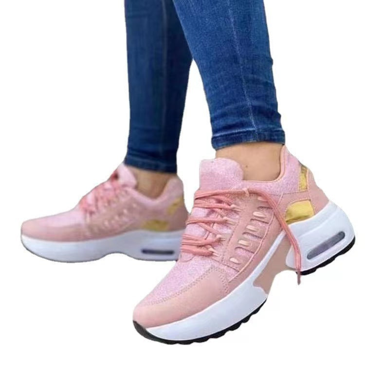 Chaussures de sport femme – Talon compensé – Maille respirante – Lacets confortables