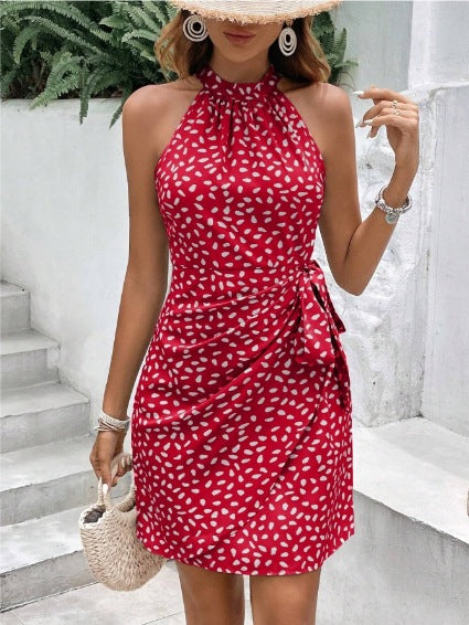 Women's wrap dress – Mini bodycon – Halter neck sleeveless