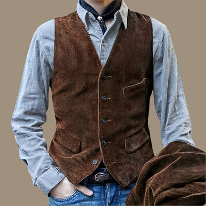 Gilet homme – Coupe ajustée – Tissu texturé – Style vintage classique – Boutons devant