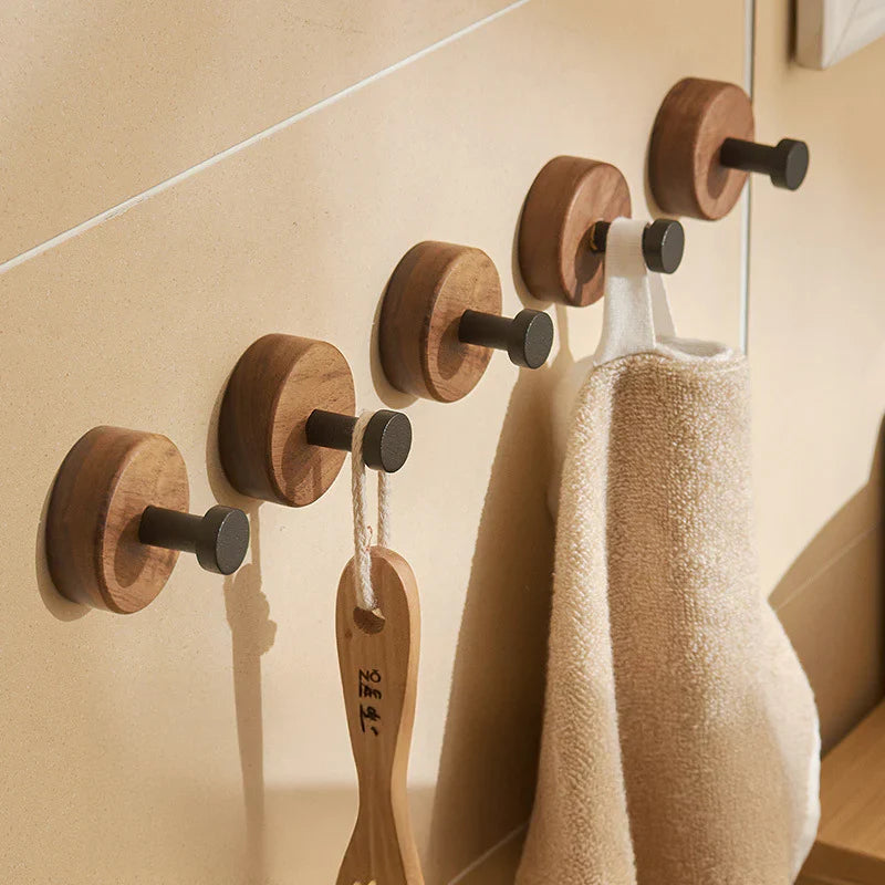 Nordic Minimalist Wall Hooks With Wood and Metal Design