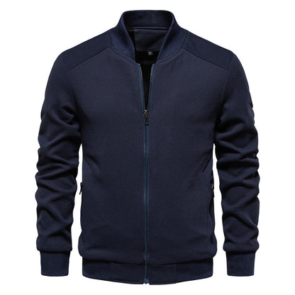 Blouson homme – Coupe slim – Tissu texturé – Fermeture zippée – Finitions côtelées