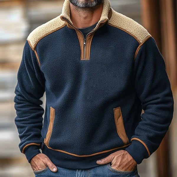 Teddy Fleece Half-Zip Pullover | Stand Collar Pullover
