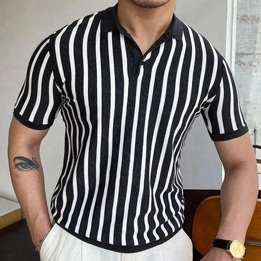 Men's polo – Slim fit – Vertical stripes – Short sleeves – Breathable fabric